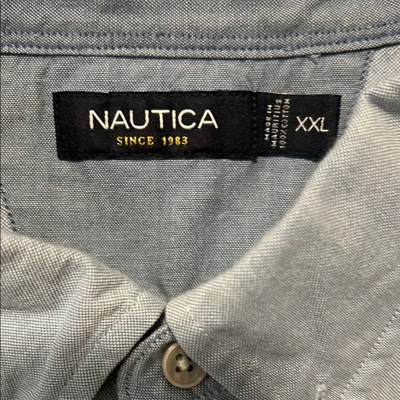 Nautica Blue Casual Button Down Shirt with Classic Collar - Picture 2 of 6